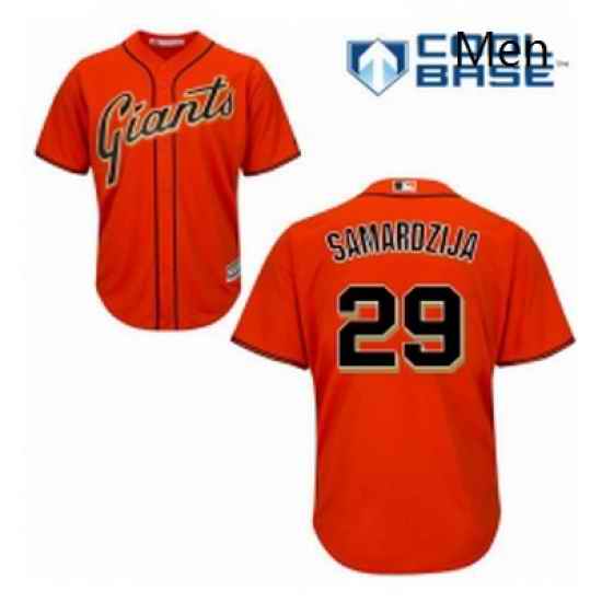 Mens Majestic San Francisco Giants 29 Jeff Samardzija Replica Orange Alternate Cool Base MLB Jersey